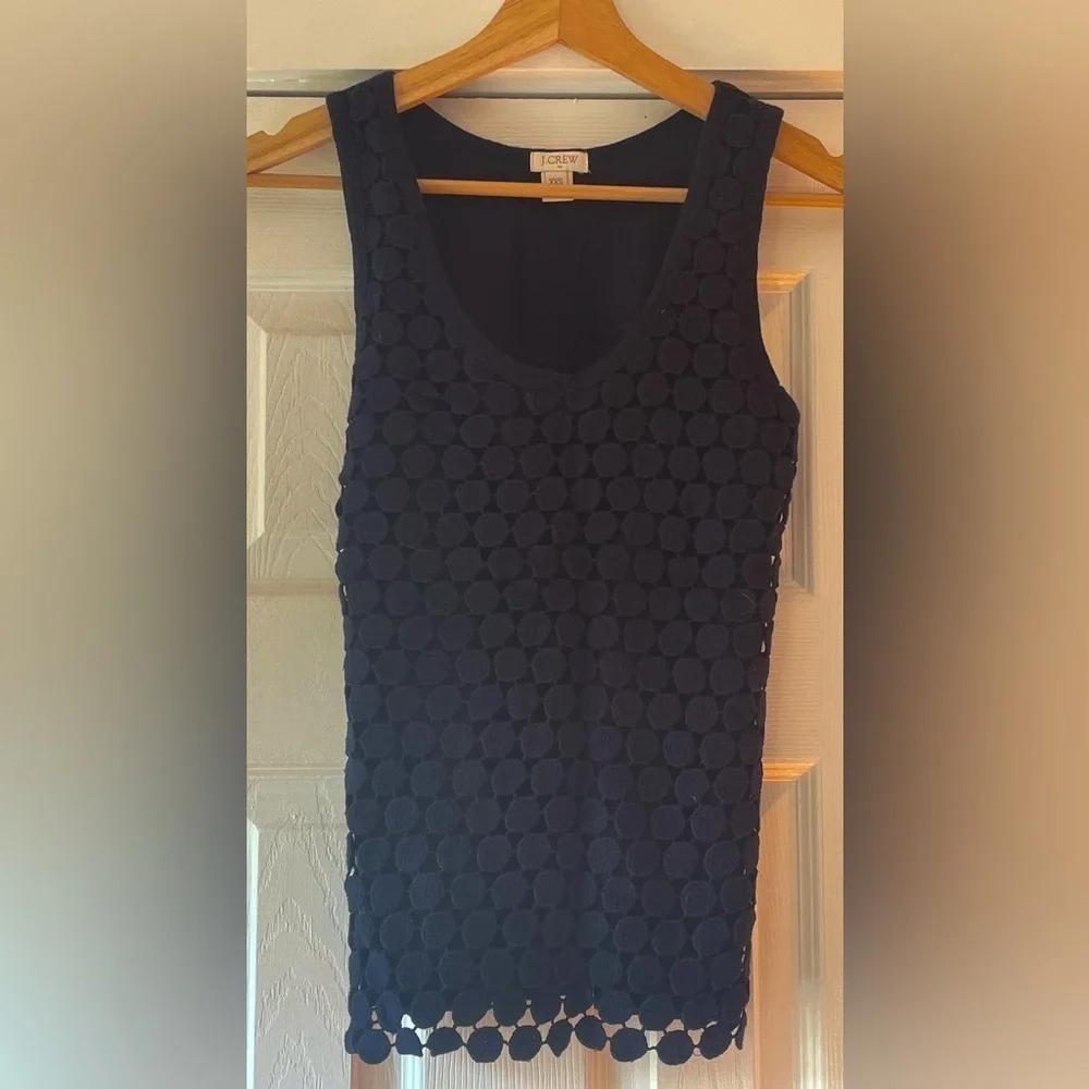 J. Crew Navy Lined Tank Size XXS NWOT Gorgeous‎ Crochet